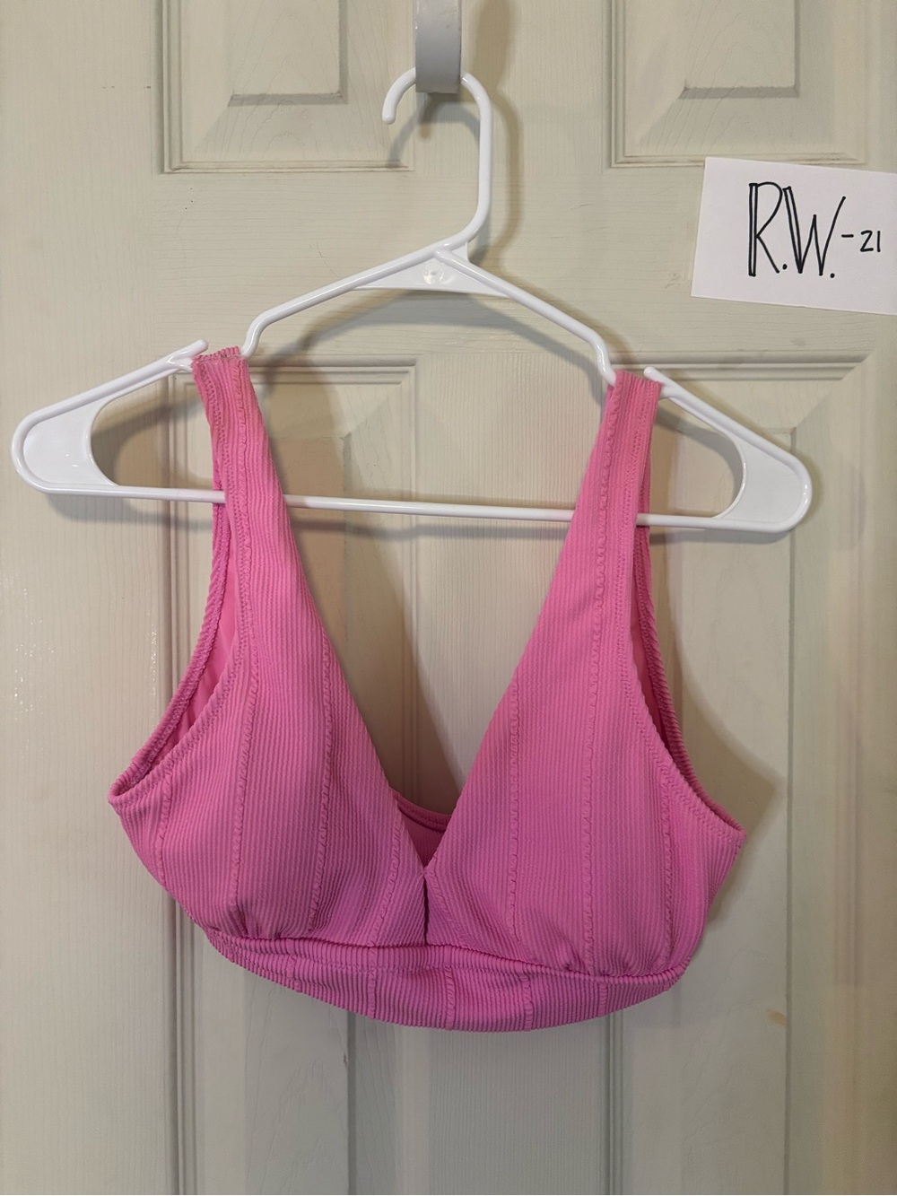 aerie Pink Ribbed V-Neck Bralette with Supportive Band